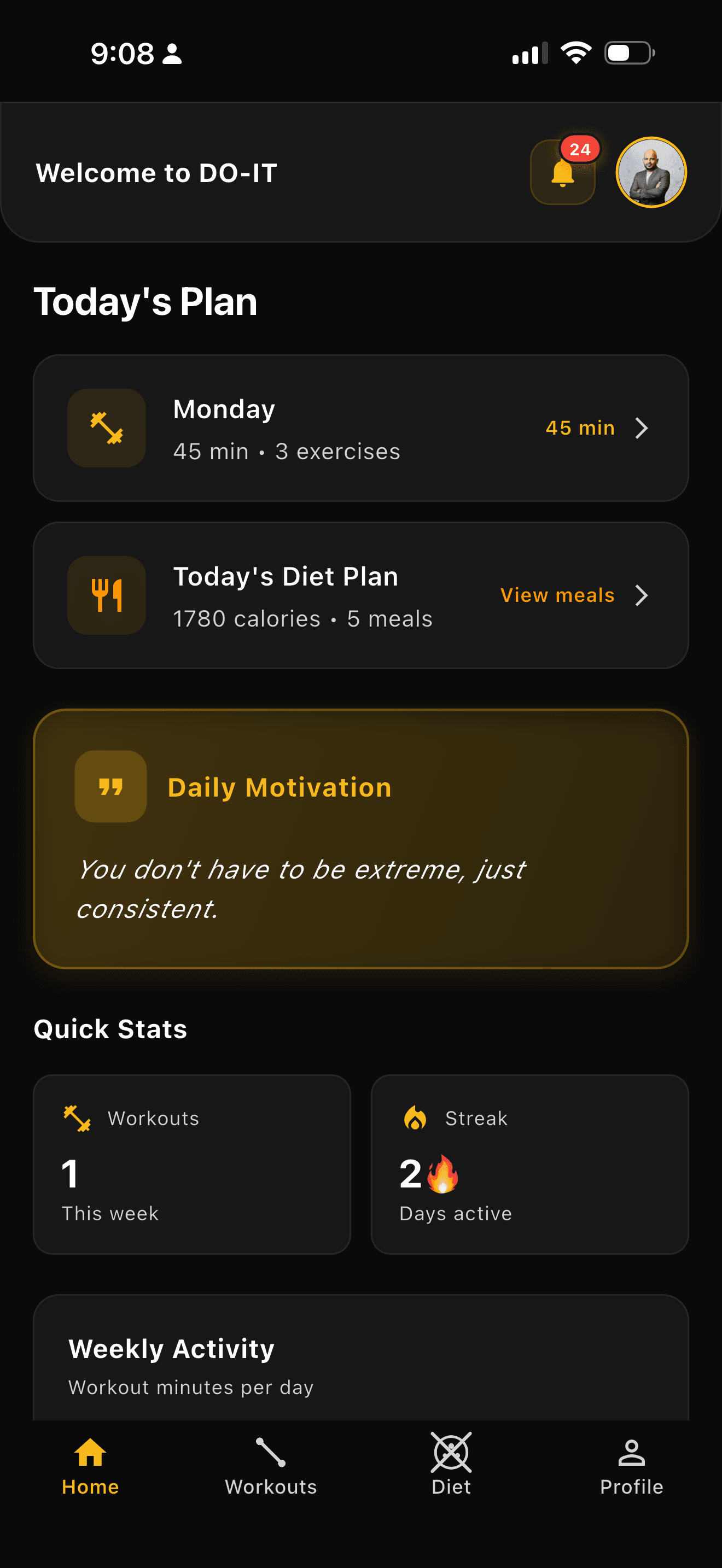 لوحة تطبيق DoIT Fitness